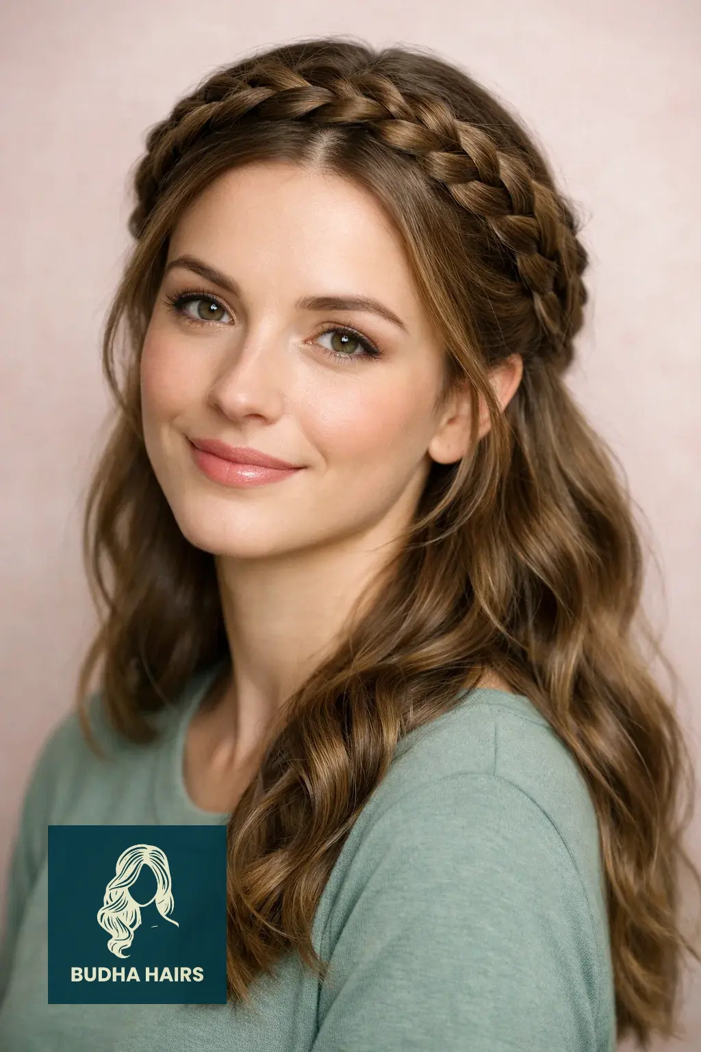 30 Best Braids with Sew In in the Back for a Glamorous Look 12 Halo Braid with Body Wave Back