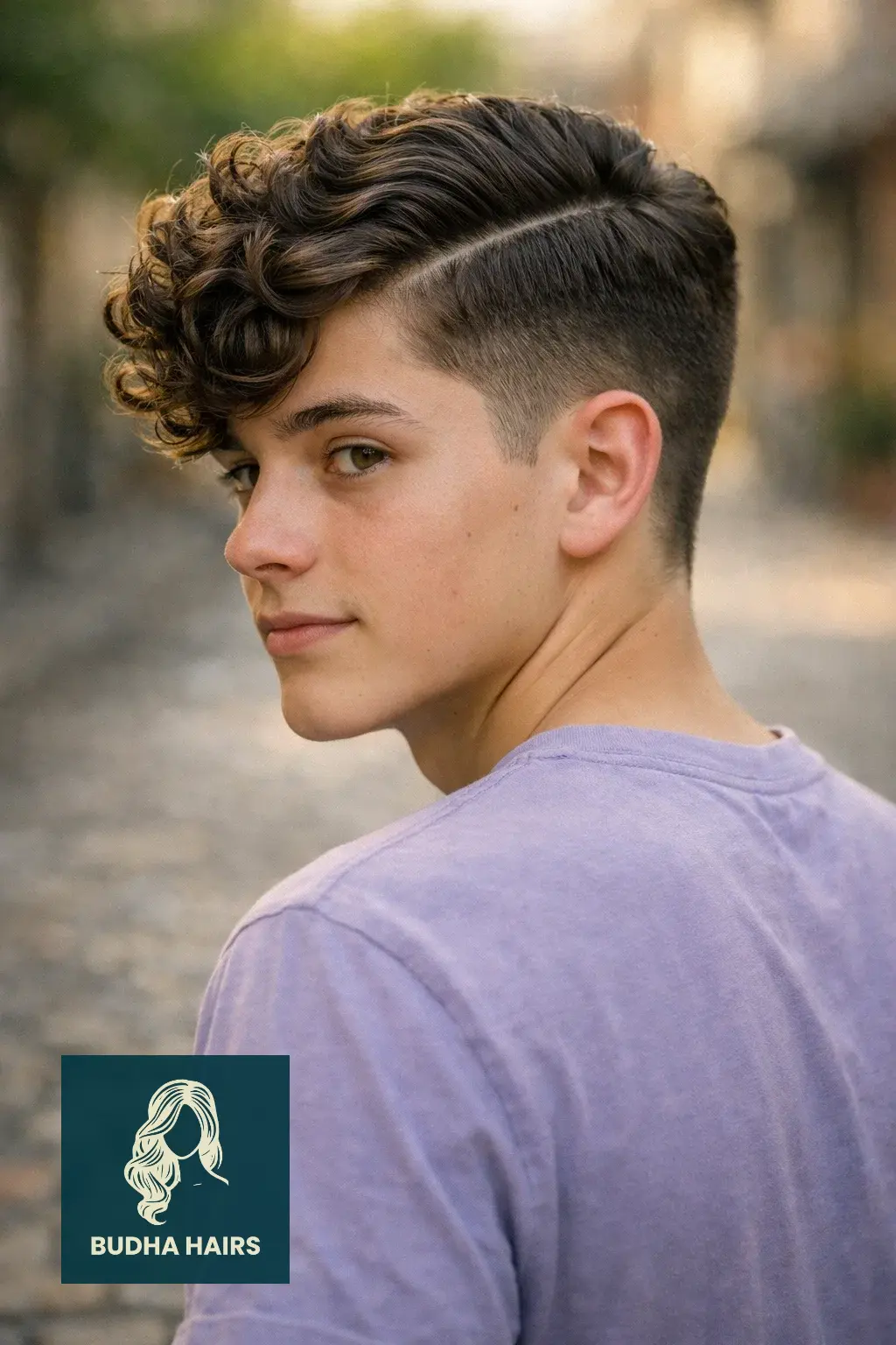 35 Cool Haircuts For Boys With Curly Hair That Show Off Texture 14 Hard Part with Curly Side-Sweep