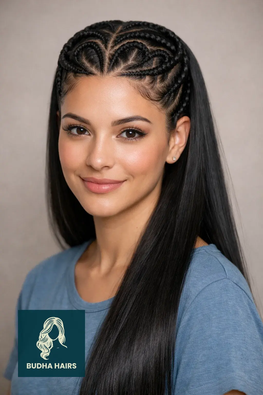 30 Best Braids with Sew In in the Back for a Glamorous Look 16 Heart-Shaped Braids with Silky Straight Weave
