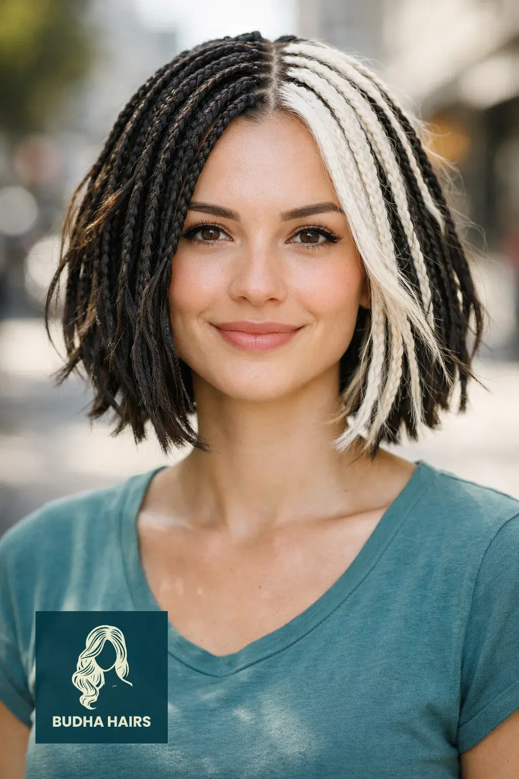35 Stylish Boho Bob Knotless Braids for Fresh Looks 29 High-Contrast "Skunk Stripe" Boho Bob