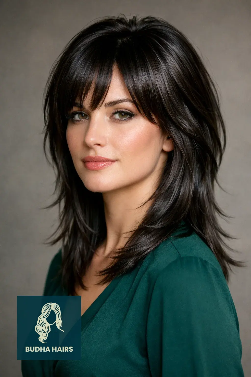 Wolf Cut with Curtain Bangs: 25 Best 2026 Trendy Styles 20 High-Gloss Wolf Cut for Red Carpet Events