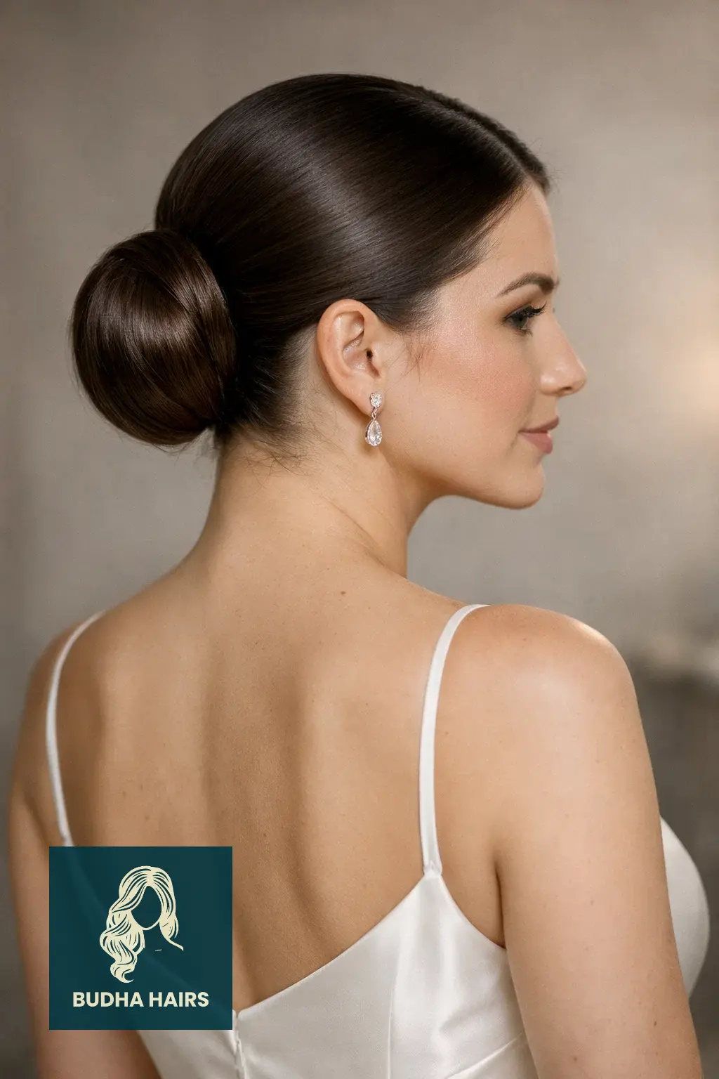 30 Wedding Hairstyles for Long Hair That Turn Heads 15 High-Shine Sleek Bun with a Middle Part