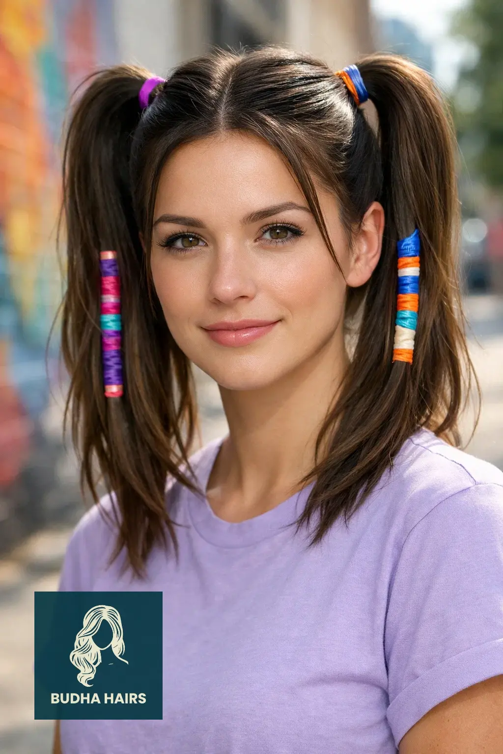 30 Best Cute Hairstyles for Medium Hair for a Sharp, Chic Look 18 High Sleek Pigtails with Hair Wraps