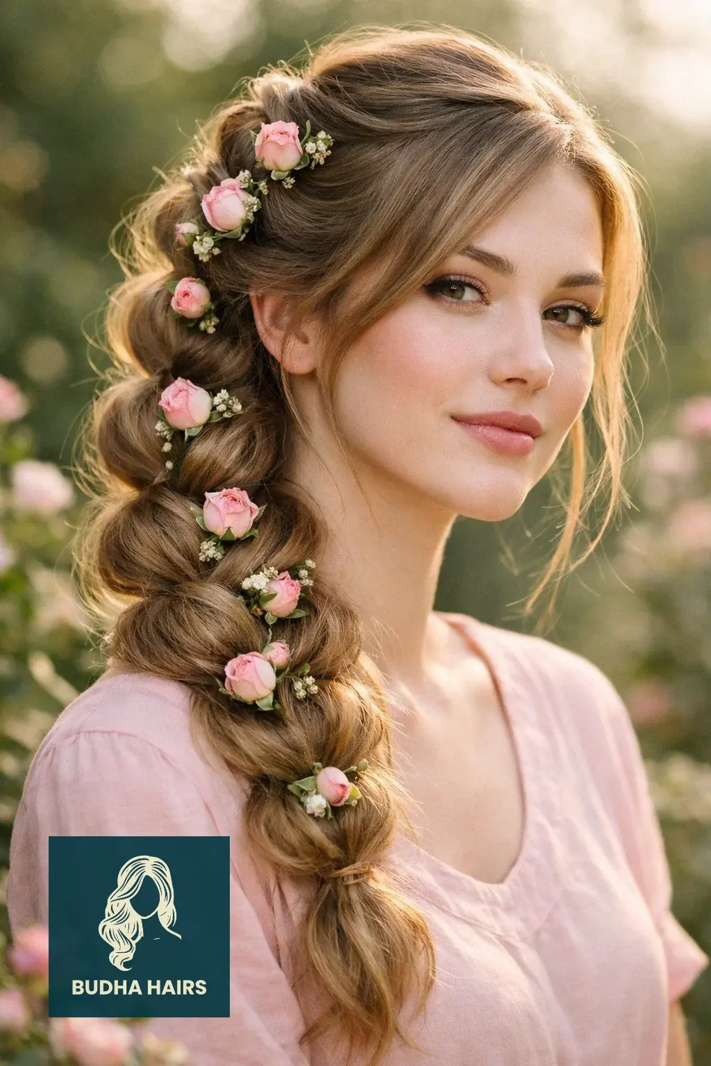 30 Best Fairy Hairstyles: Enchanting, Whimsical & Ethereal Looks 27 High Volume Bubble Braid with Rosebud