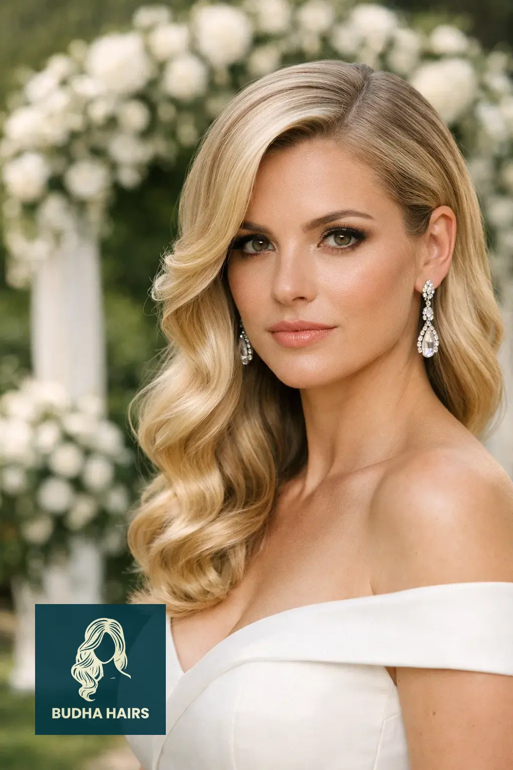39 Best Hairstyles for Thin Hair for Wedding for a Full Look 2 Hollywood Waves with Side Sweep