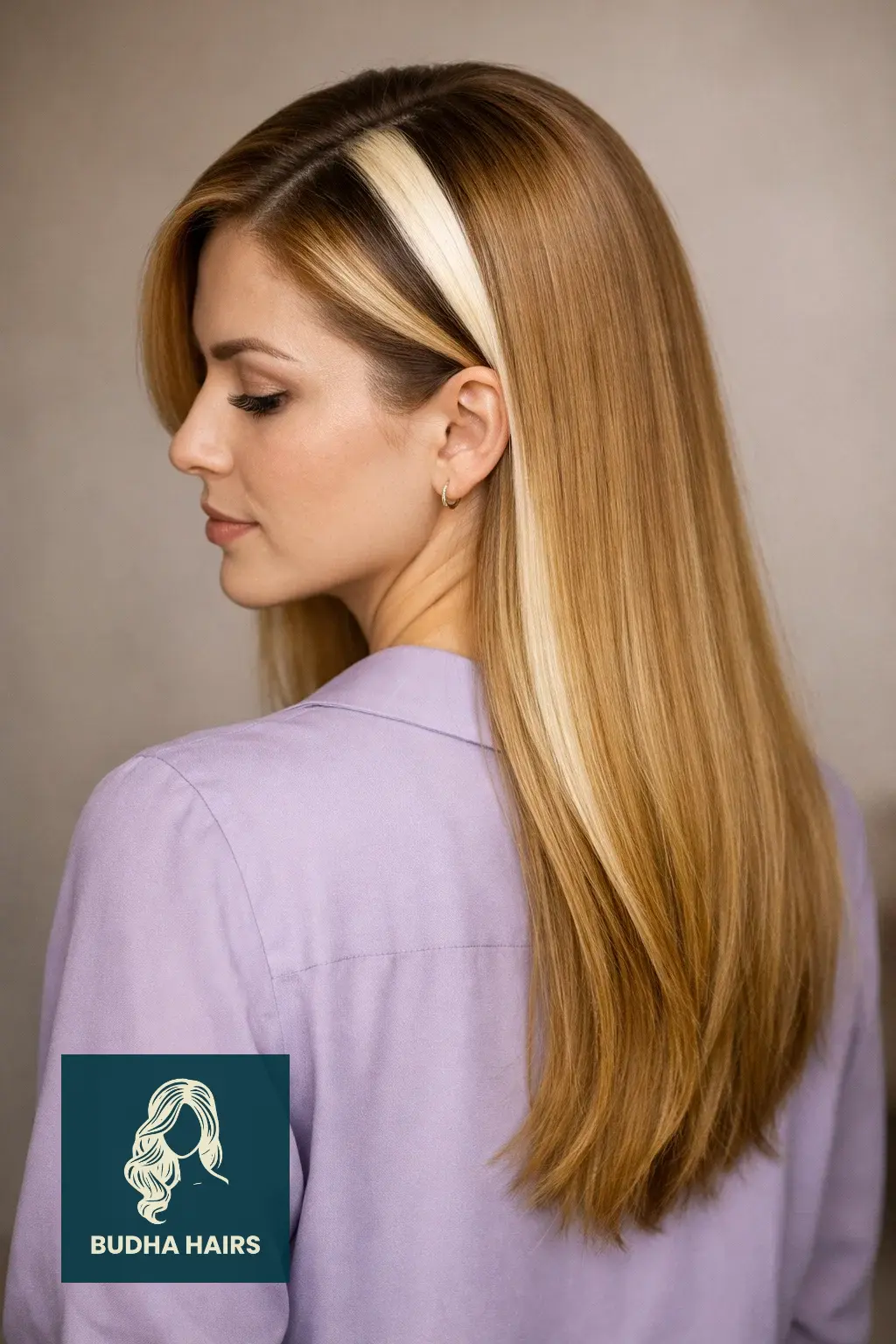 30 Chic Side Part Quick Weave Hairstyles for Any Occasion 14 Honey Blonde "Skunk Stripe" Side Part