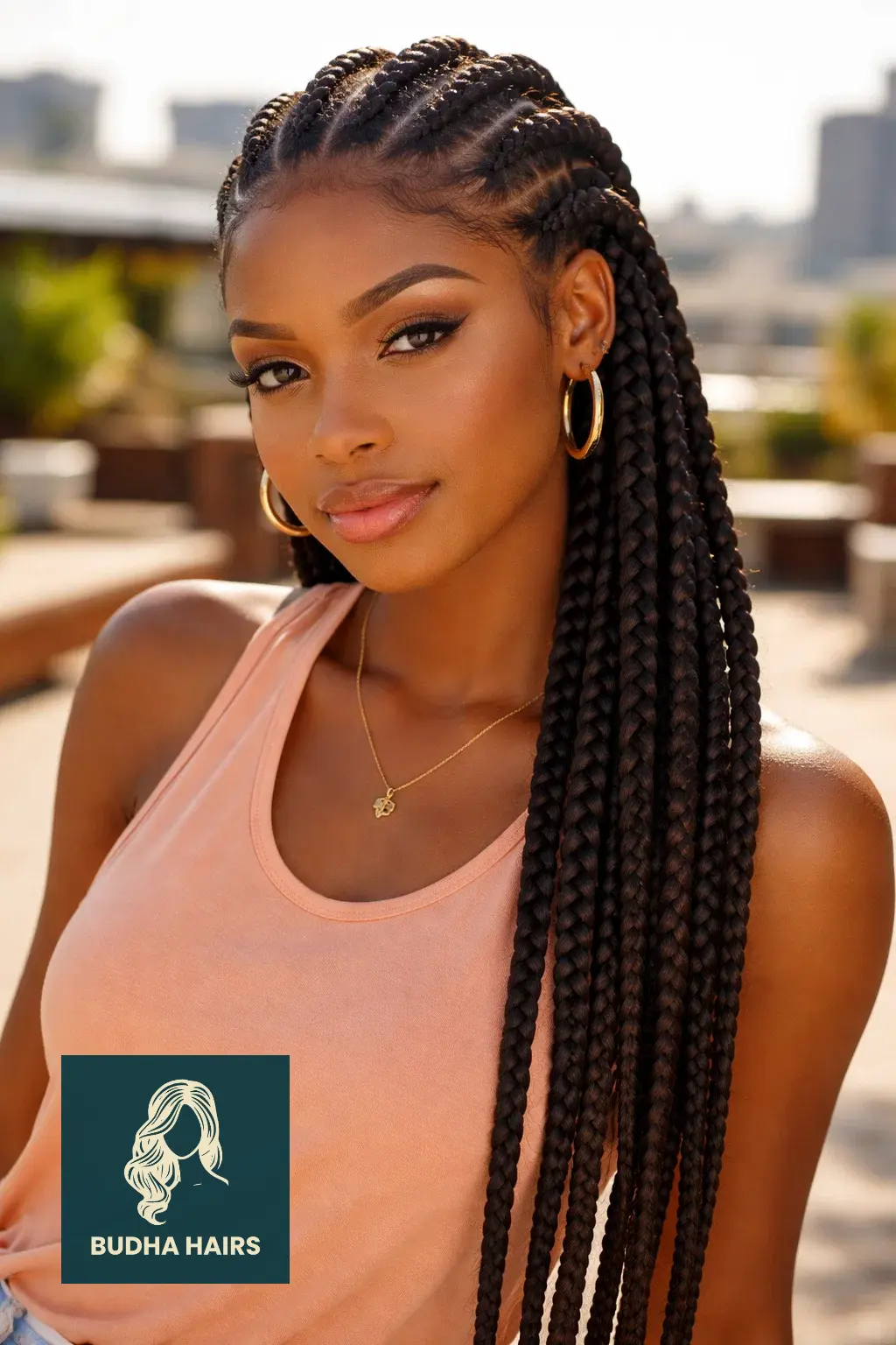 40 Best Vacation Hairstyles for Black Women: Protective & Chic 20 Jumbo Straight-Back Cornrows