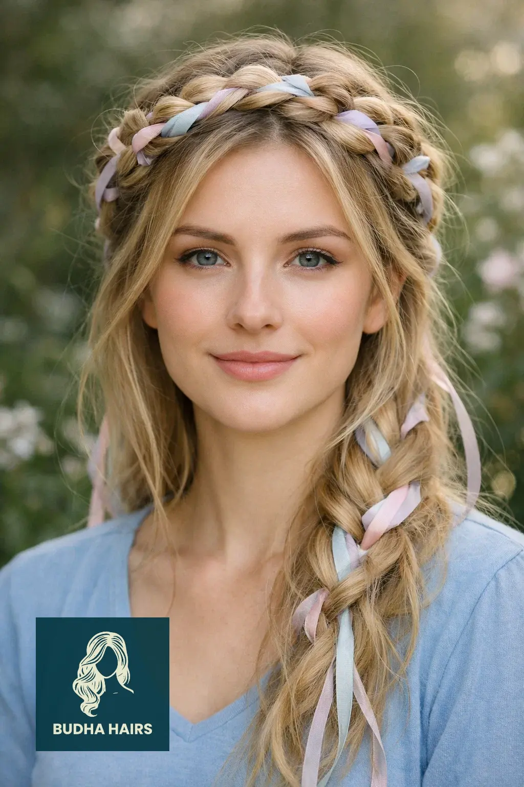 30 Best Fairy Hairstyles: Enchanting, Whimsical & Ethereal Looks 21 Loose Crown Braid with Pastel Ribbons