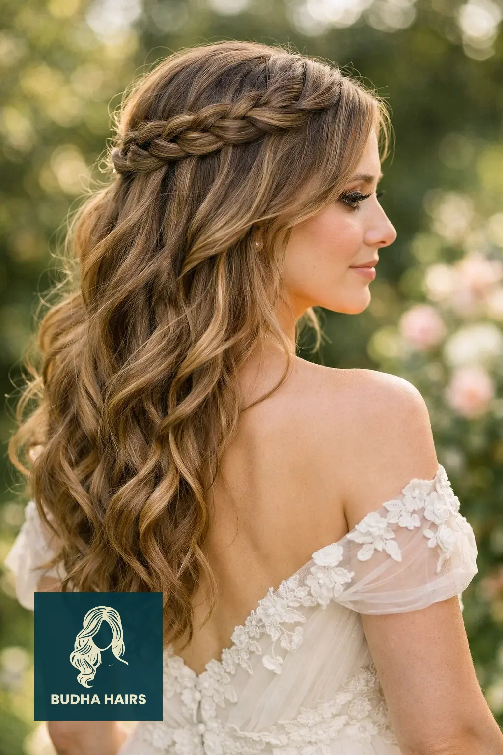 30 Wedding Hairstyles for Long Hair That Turn Heads 11 Loose "Waterfall" Braid with Romantic Curls