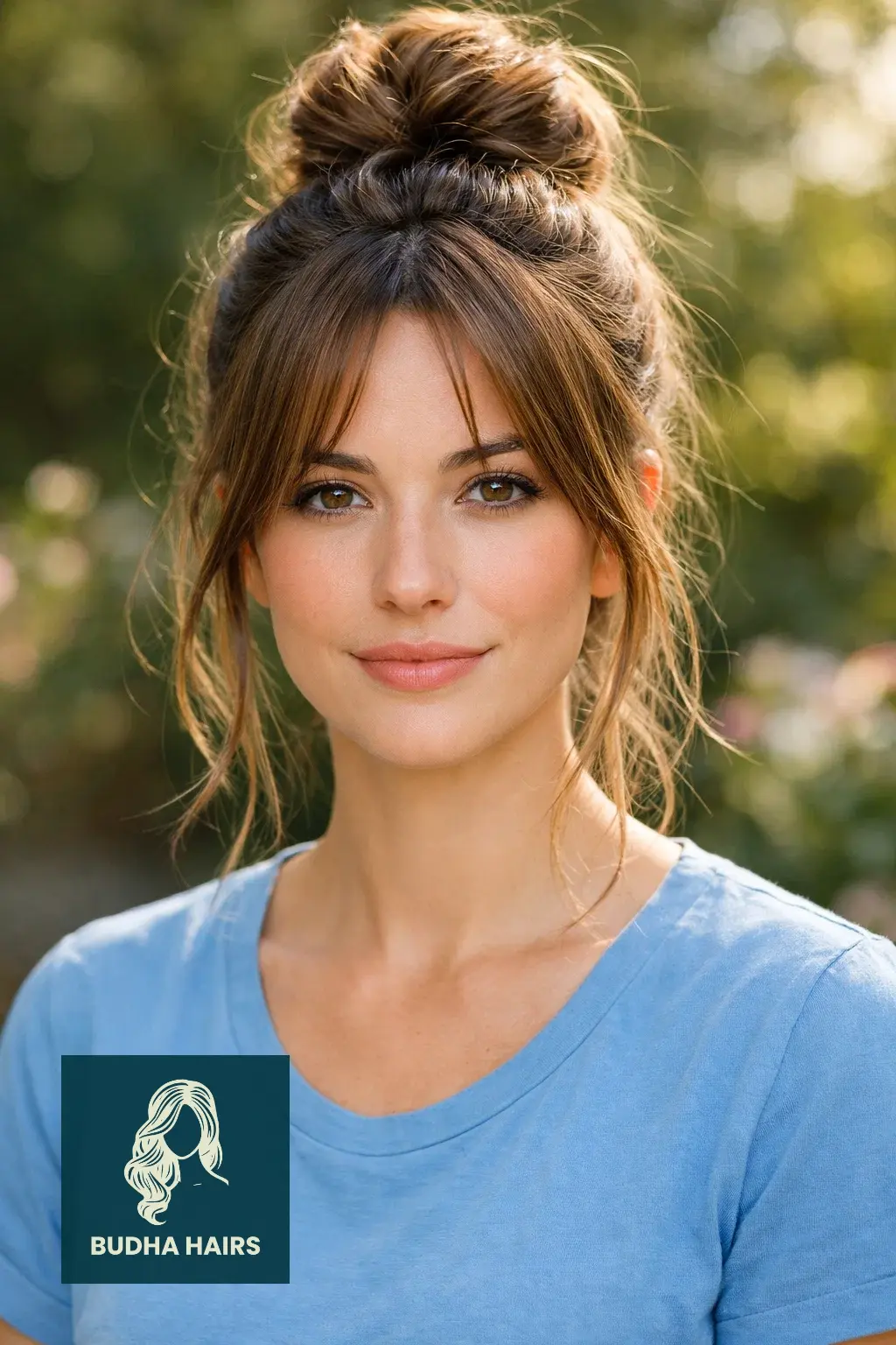 40 Oval Face Haircuts That Flatter Your Features Perfectly 30 Messy Top Knot with "Bottleneck" Layers