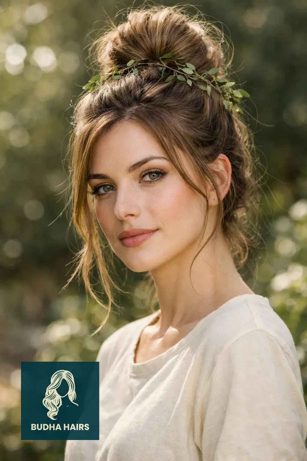 30 Best Fairy Hairstyles: Enchanting, Whimsical & Ethereal Looks 15 Messy Top Knot with Leafy Vines