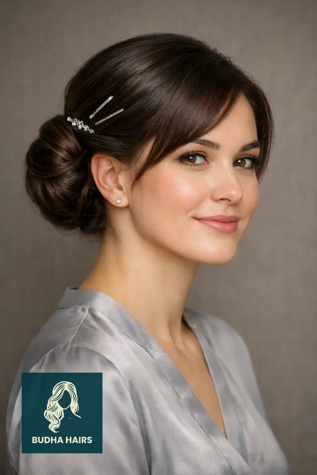 40 Best Formal Hairstyles for Short Hair: Elegant & Chic 29 Metallic-Accented Low Chignon