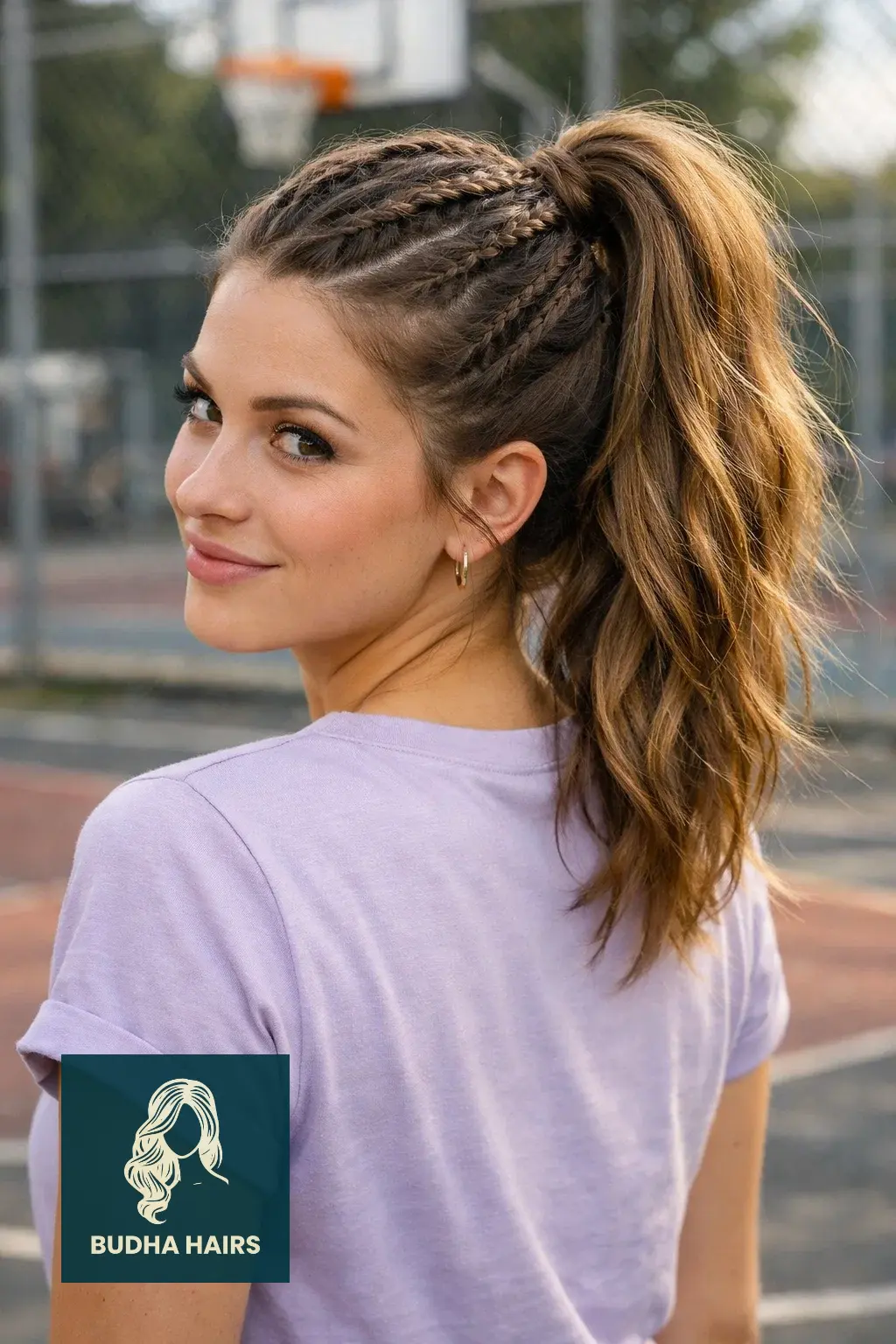 30 Hair Styles For Medium Hair And Creative Ways To Upgrade Your Cut 27 Multi-Braid High Ponytail