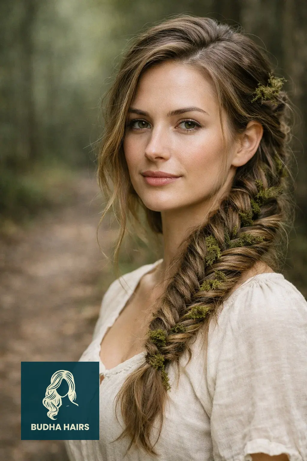 30 Best Fairy Hairstyles: Enchanting, Whimsical & Ethereal Looks 3 Nature-Inspired Fishtail Braid with Moss Accents