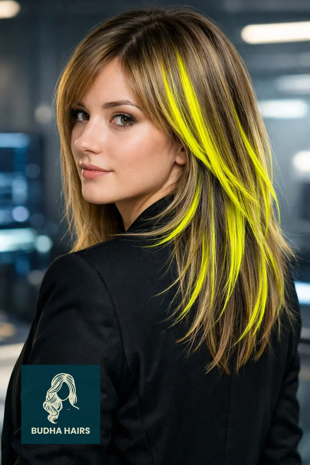 25 Best Unique Dyed Hair Ideas for a Vibrant, Trendy Look 18 Neon Yellow "Cyber" Highlights
