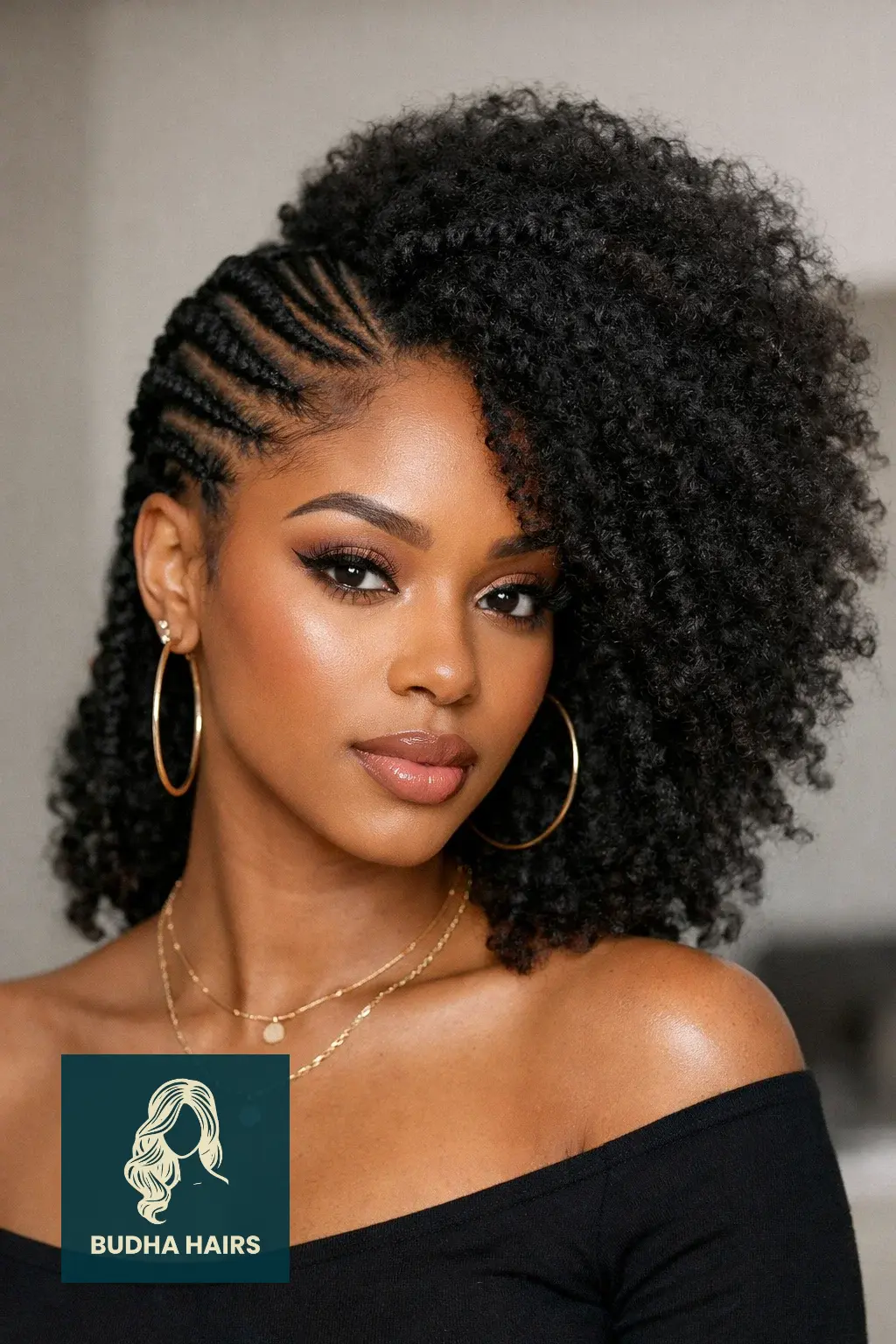 30 Best Braids with Sew In in the Back for a Glamorous Look 23 One-Side Cornrows with Voluminous Afro Weave