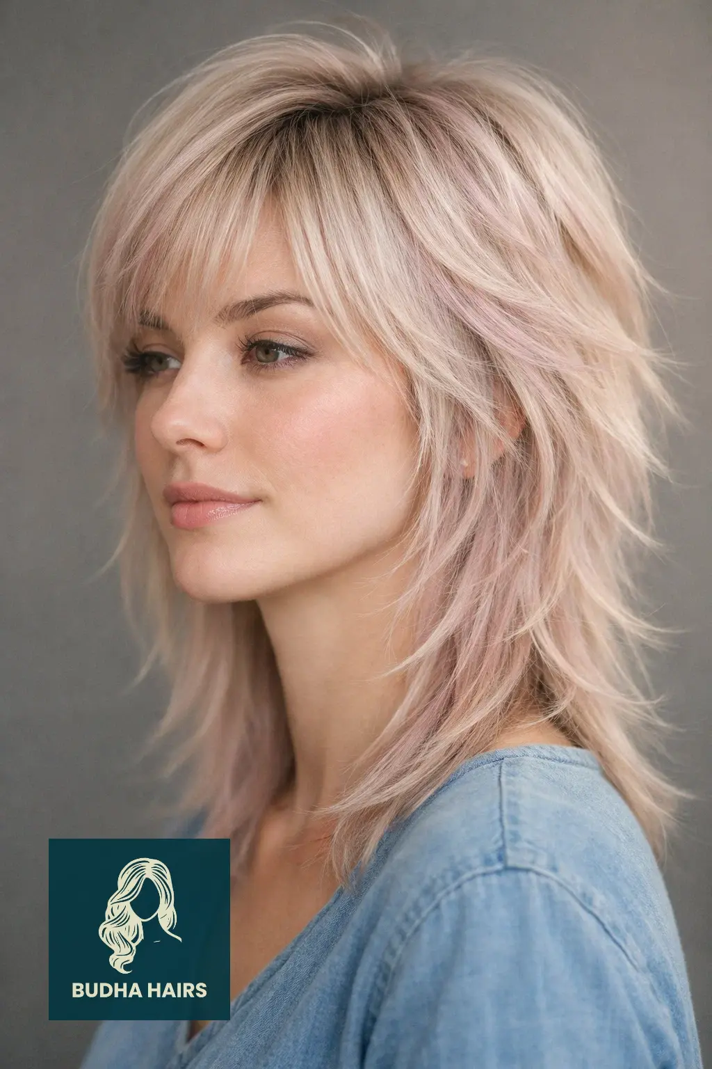 Wolf Cut with Curtain Bangs: 25 Best 2026 Trendy Styles 6 Pastel-Toned Wolf Cut
