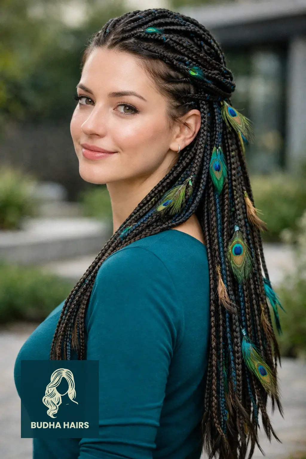 30 Most Enchanting Whimsical Hairstyles for a Magical Look 18 Peacock Feather Accented Braids