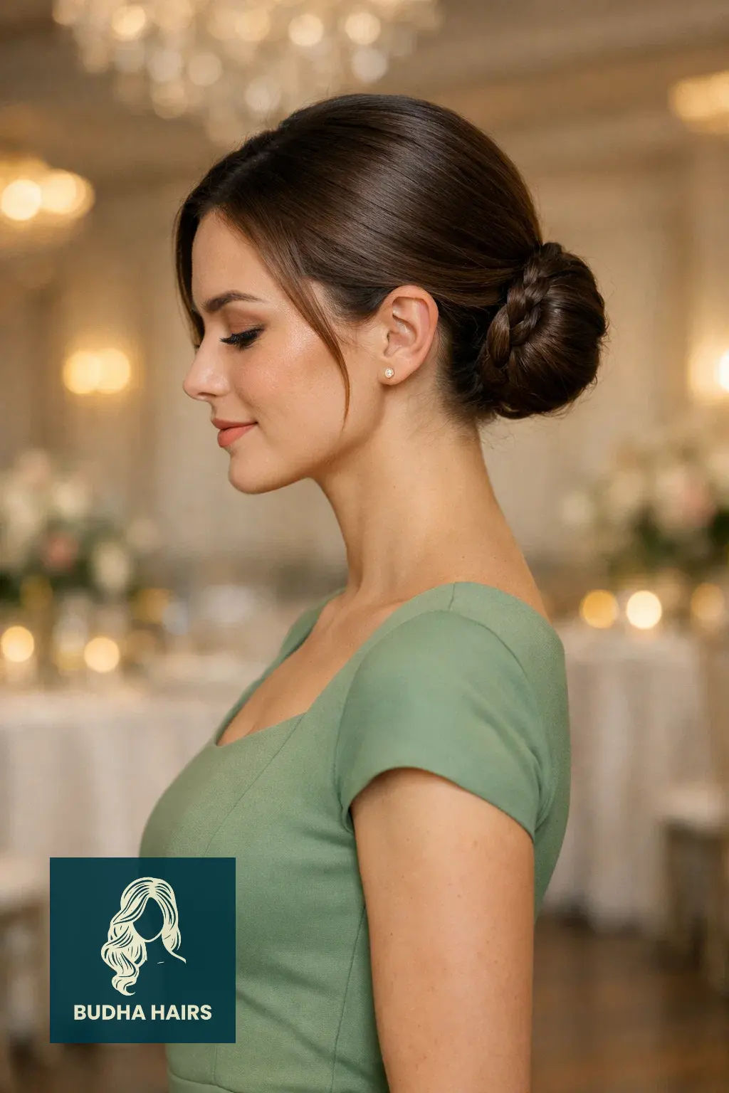 40 Timeless Wedding Guest Hairstyles That Never Go Out of Style 12 Polished Low Bun with a "Hidden" Braid