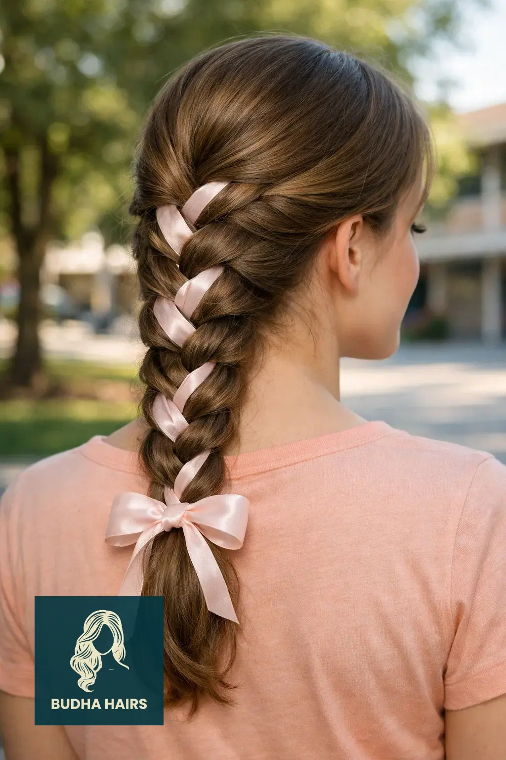 30 Best Hairstyles for School: Fast and Easy Looks for Students 23 Ribbon-Woven Low Braid