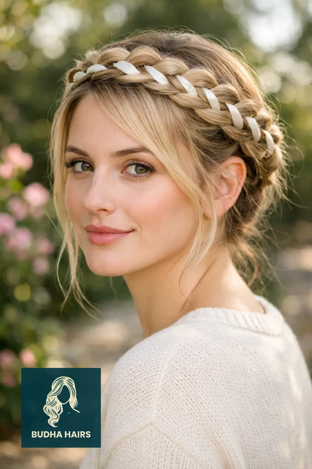 30 Best Protective Hairstyles for Thin Hair: Healthy & Chic 14 Ribbon-Wrapped Braid Crown