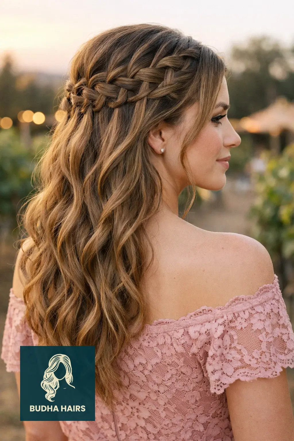 40 Timeless Wedding Guest Hairstyles That Never Go Out of Style 3 Romantic Half-Up Waterfall Braids