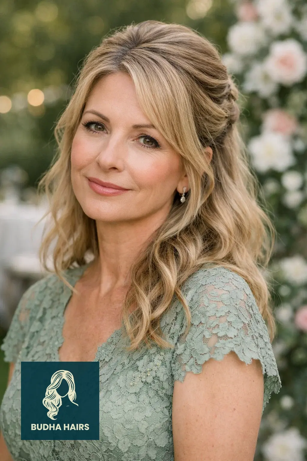 30 Best Mother of the Bride Hairstyles: 2026 Wedding Guide 2 Romantic Half-Up with Loose Waves