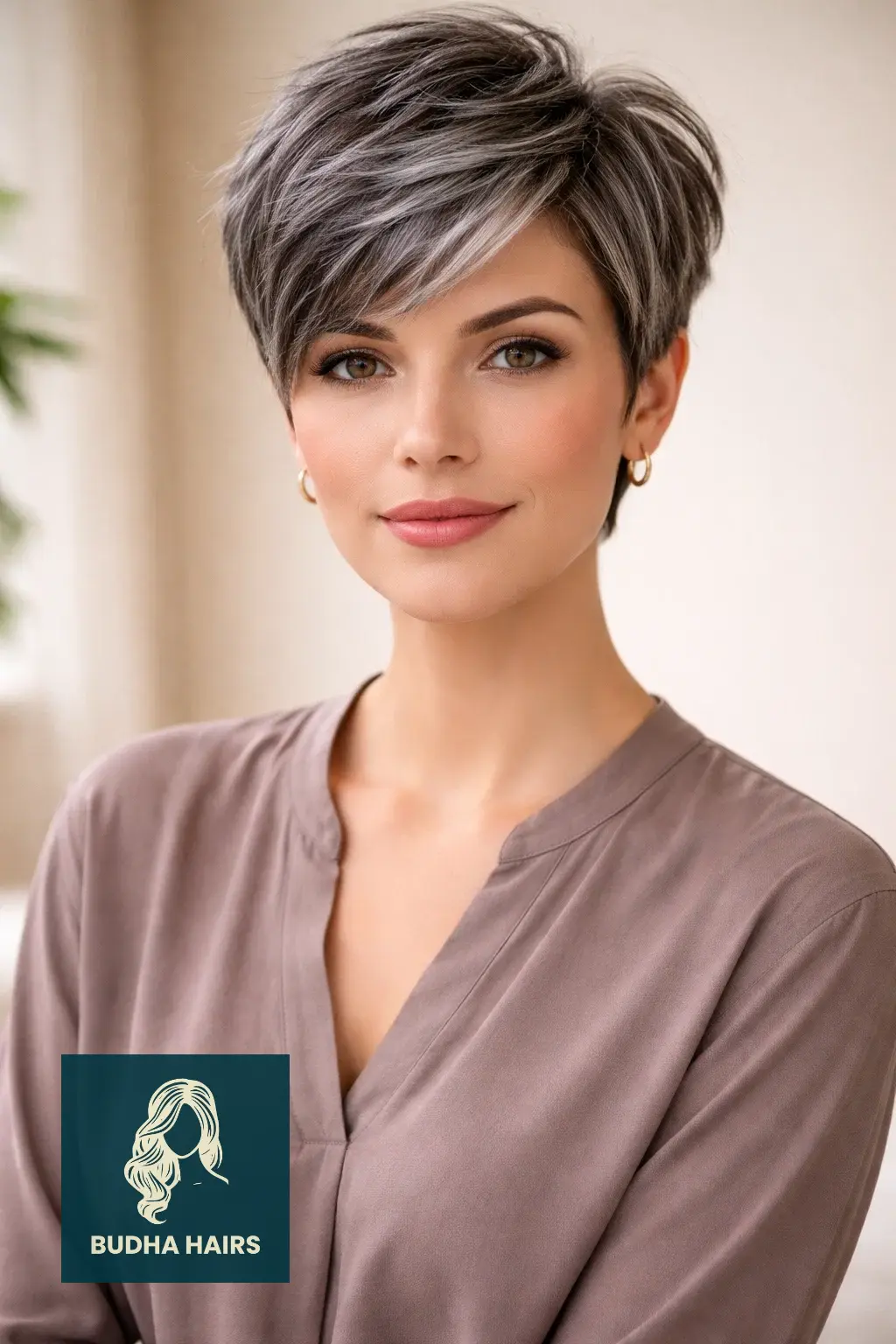 40 Short Haircuts for Round Faces For Women That Flatter Instantly 34 Salt-and-Pepper Textured Pixie