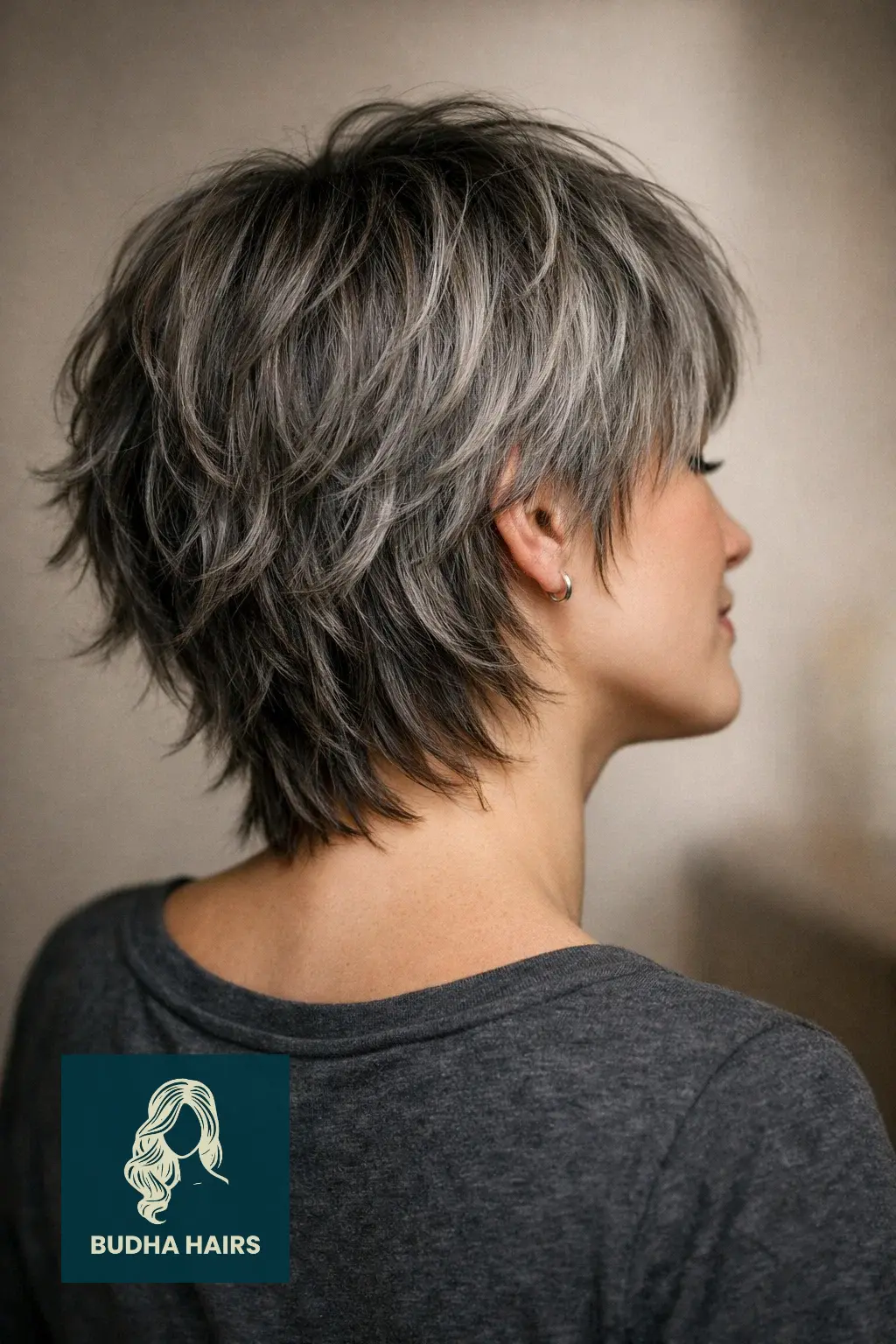35 Trendy Short Shag Haircuts for Women to Try in 2026 14 Salt and Pepper Textured Shag