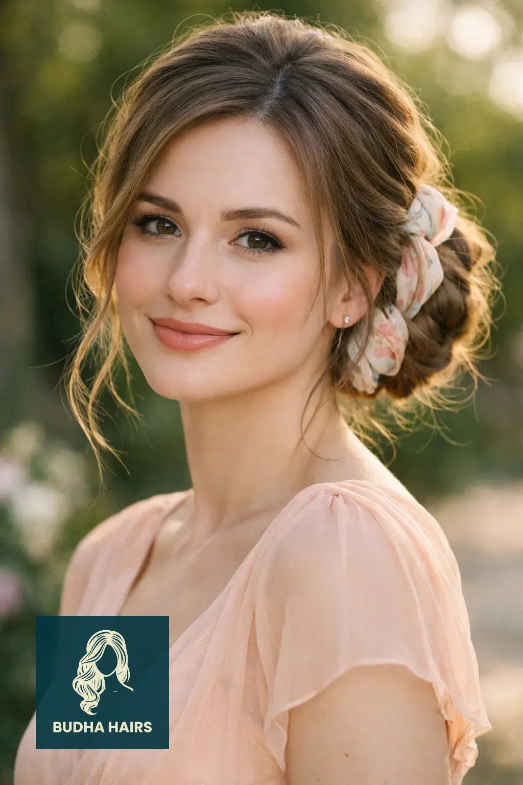 40 Best Engagement Hairstyles for a Romantic, Radiant Look 15 Scarf-Inwoven Low Romantic Bun