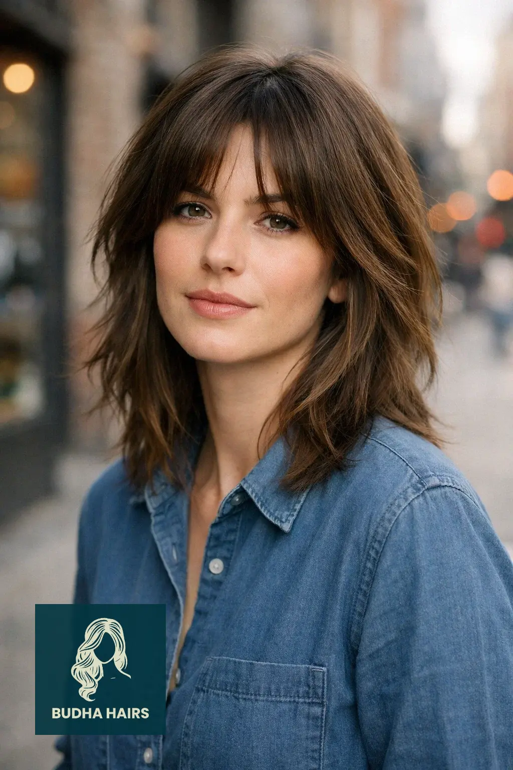 30 Hair Styles For Medium Hair And Creative Ways To Upgrade Your Cut 6 Shaggy Layers with Curtain Bangs