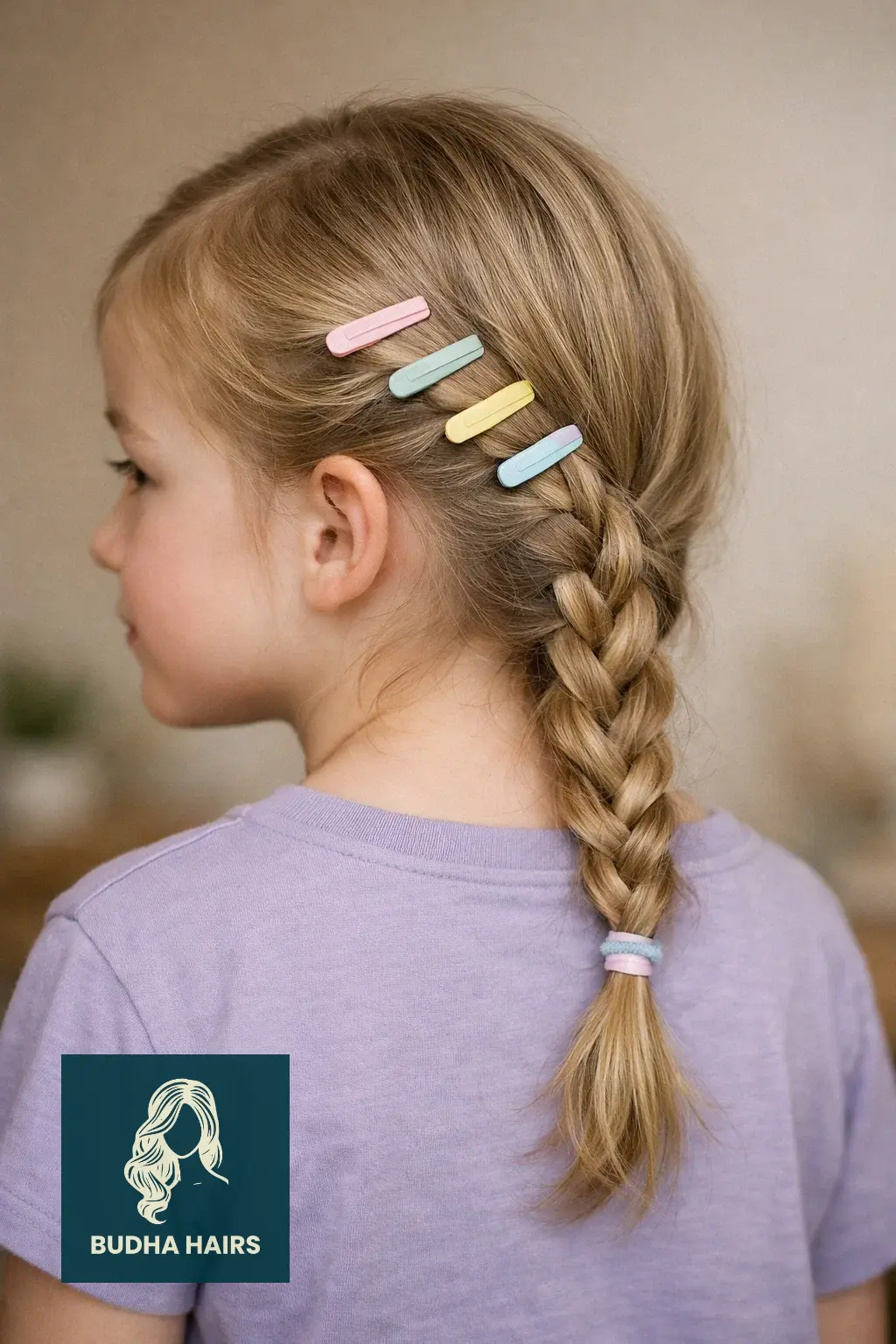 30 Best Hairstyles for Thin Hair for Kids for a Full Look 4 Side-Swept Braid with Barrettes