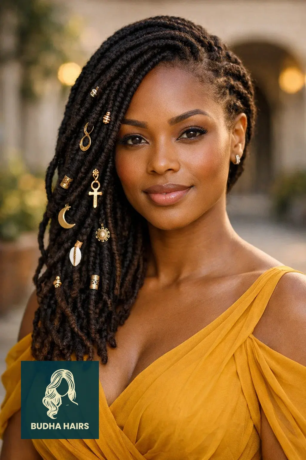 40 Best Engagement Hairstyles for a Romantic, Radiant Look 18 Side-Swept Braided Locs with Symbolic Charms