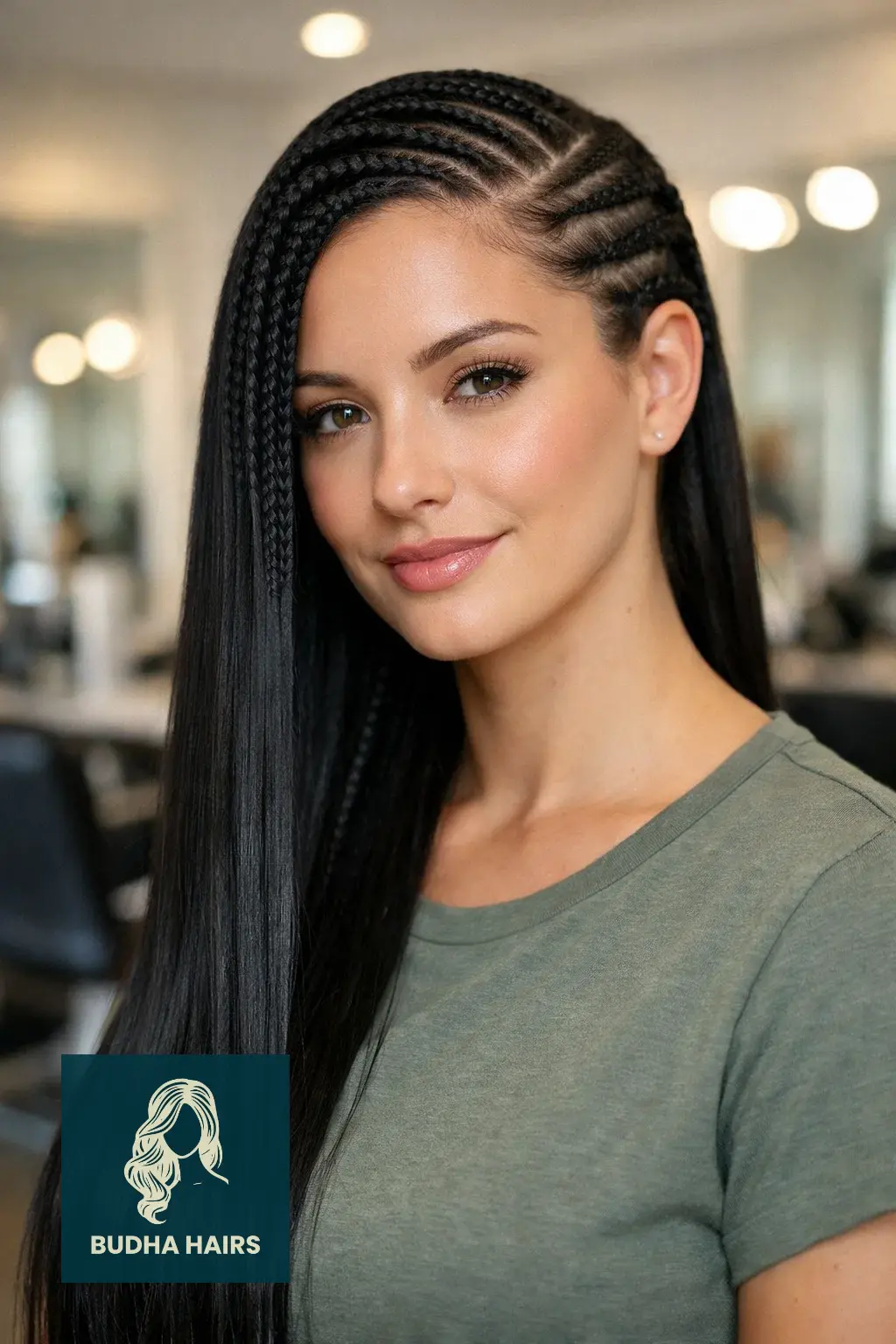 30 Best Braids with Sew In in the Back for a Glamorous Look 2 Side-Swept Lemonade Braids with Straight Weave