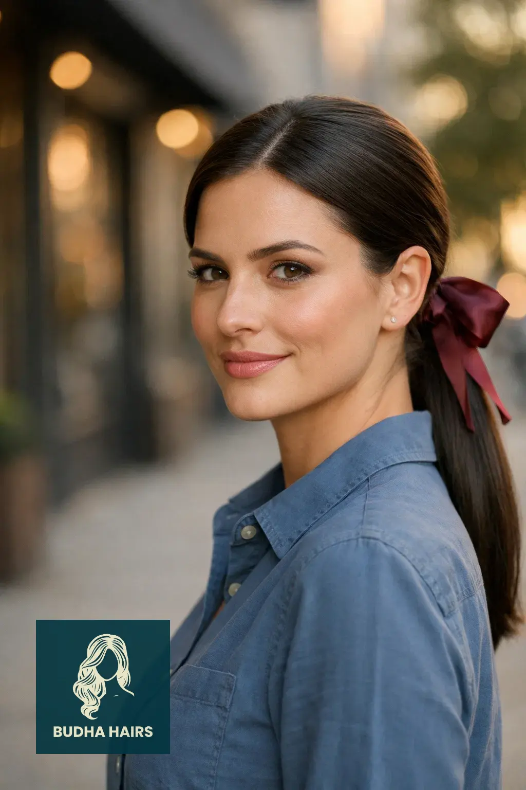 40 Quick & Easy Hairstyles: The Ultimate Guide for a Daily Refresh 3 Sleek Low Ponytail with a Silk Ribbon