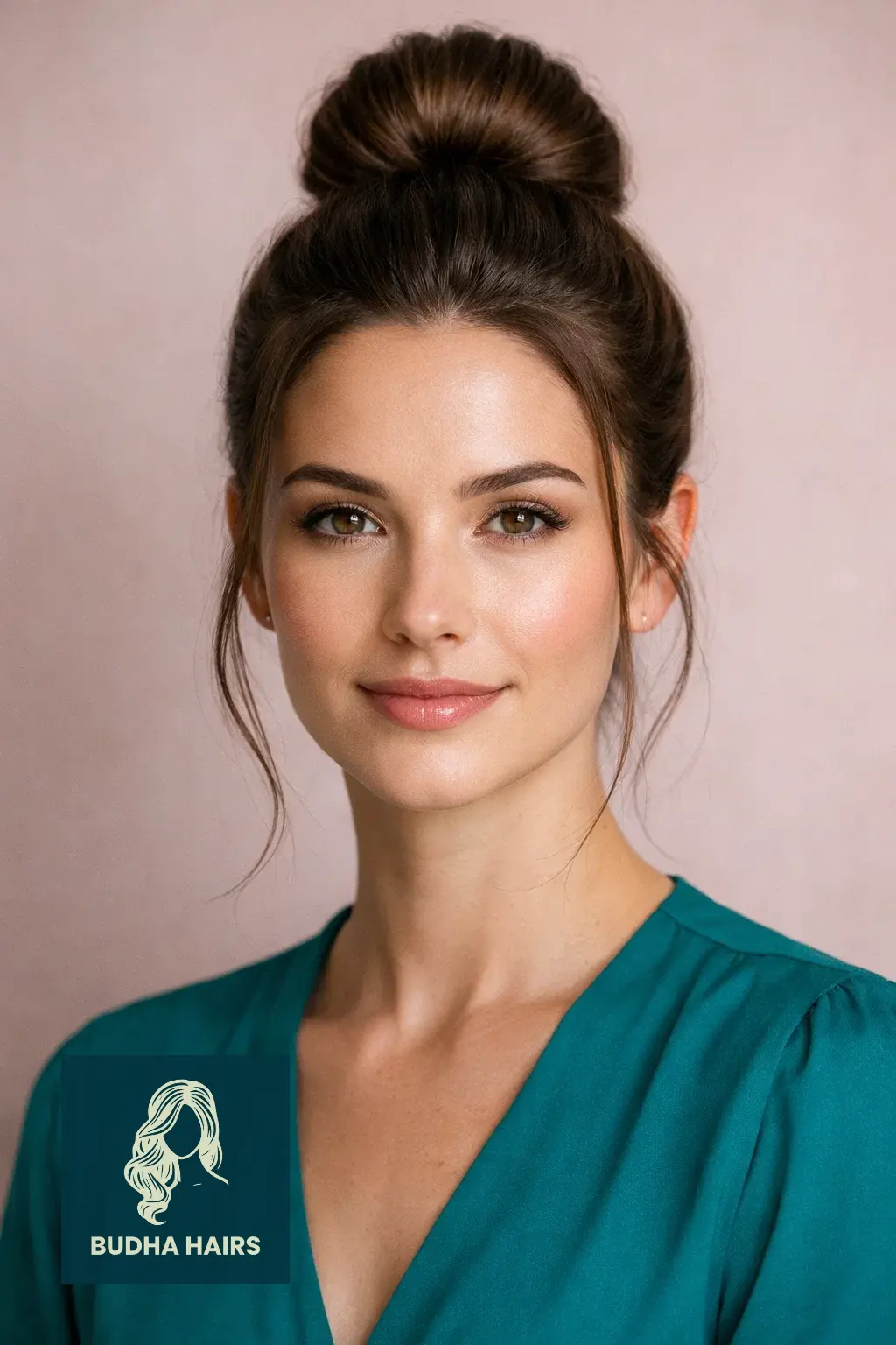 30 Hair Updos for Medium Hair That Look Effortlessly Chic 12 Sleek Top Knot with Face-Framing Tendrils