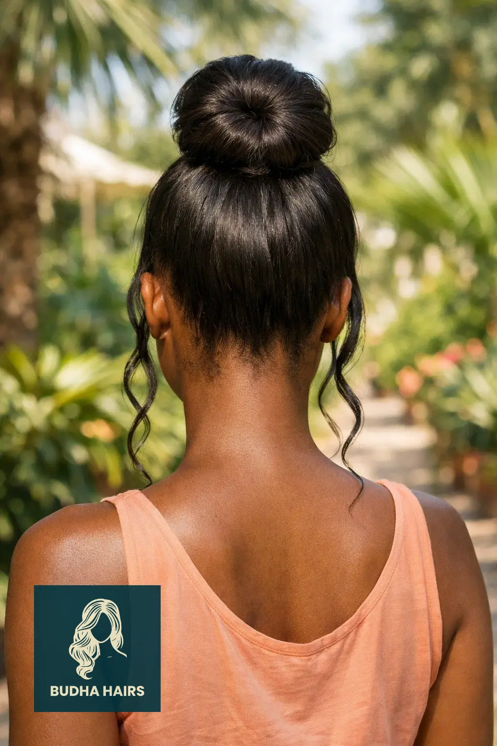 40 Best Vacation Hairstyles for Black Women: Protective & Chic 36 Sleek Top Knot with Face-Framing Tendrils