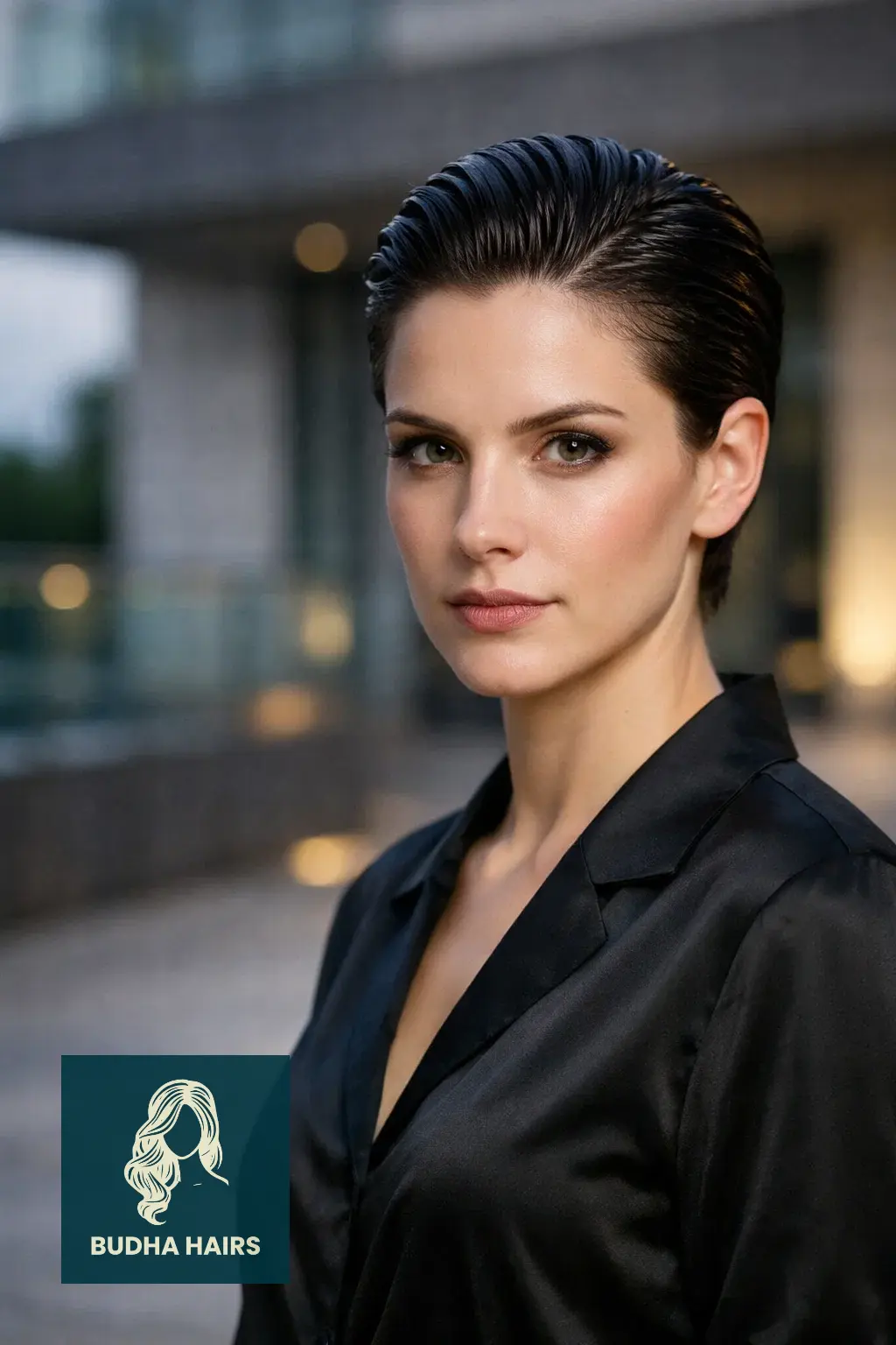 40 Best Formal Hairstyles for Short Hair: Elegant & Chic 6 Slicked-Back "Wet Look" Pixie