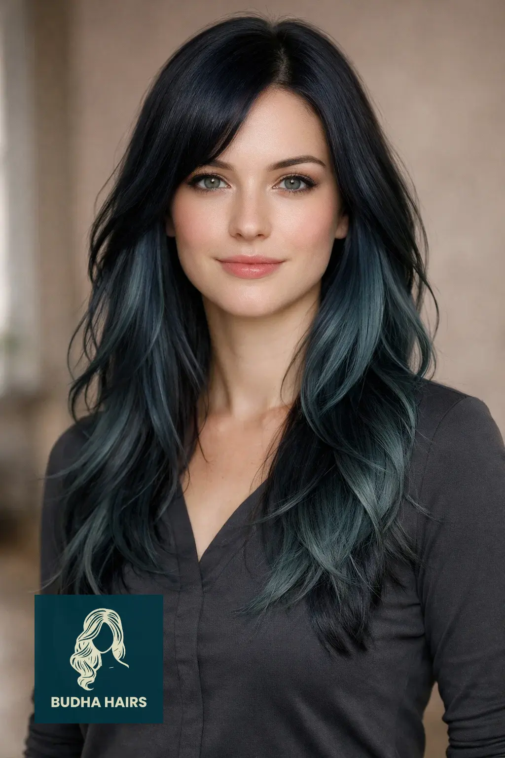 25 Best Unique Dyed Hair Ideas for a Vibrant, Trendy Look 19 Smoky Teal and Navy Melt