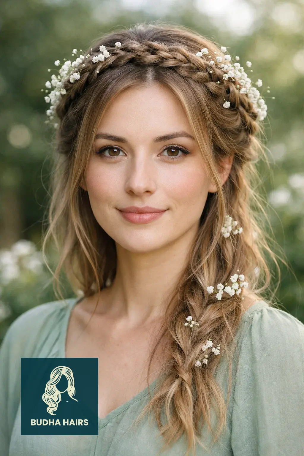 30 Best Fairy Hairstyles: Enchanting, Whimsical & Ethereal Looks 1 Soft Braided Halo with Baby’s Breath