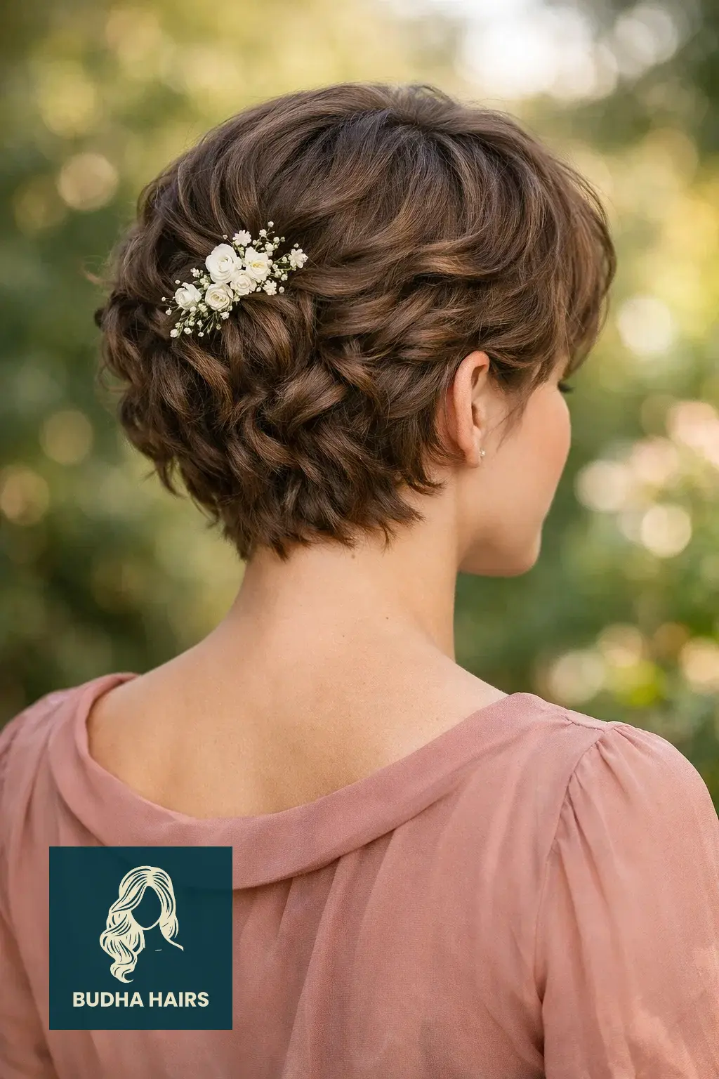 40 Best Formal Hairstyles for Short Hair: Elegant & Chic 7 Soft Romantic Curls with a Floral Clip