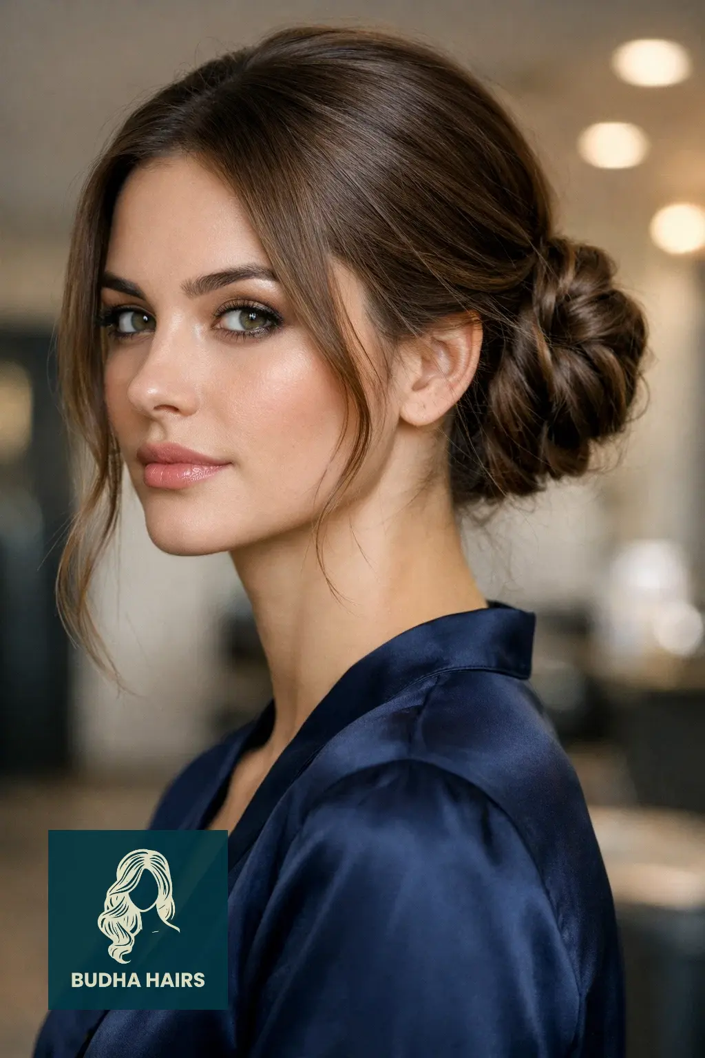 30 Hair Updos for Medium Hair That Look Effortlessly Chic 17 Sophisticated Low Knotted Bun