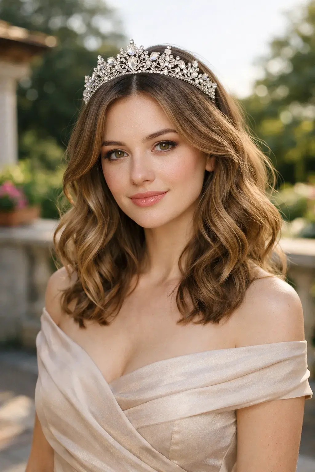 40 Best Princess Hairstyles: Majestic, Elegant & Royal Looks 9 Sparkling Tiara Placement on Loose Waves