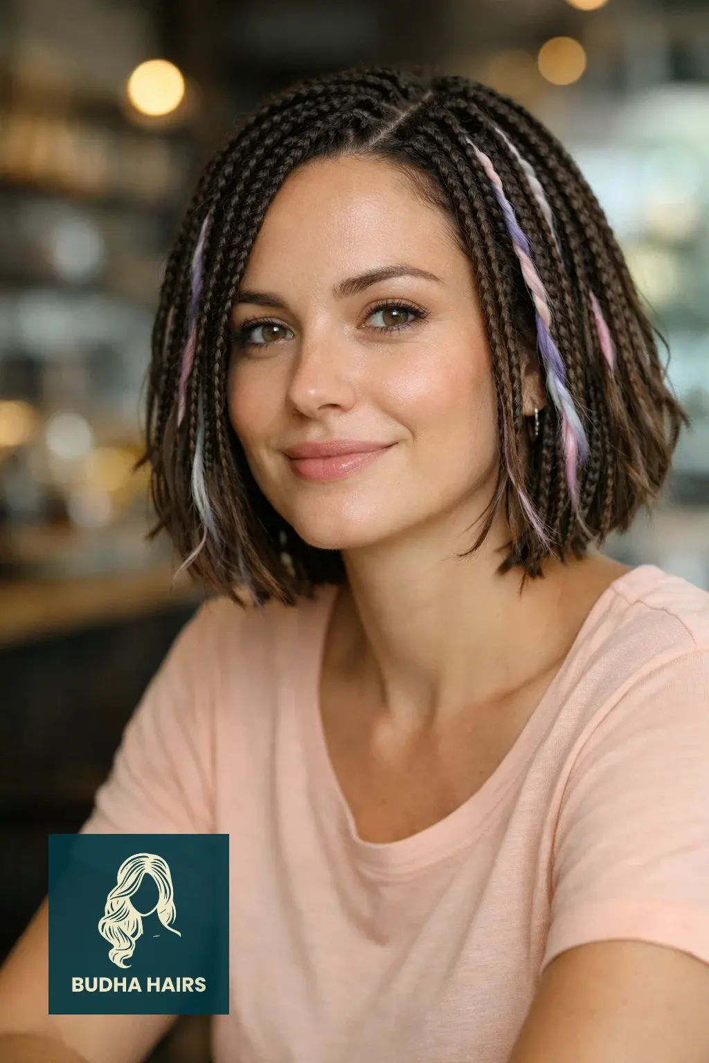 35 Stylish Boho Bob Knotless Braids for Fresh Looks 11 Subtle Peek-a-Boo Color Accents