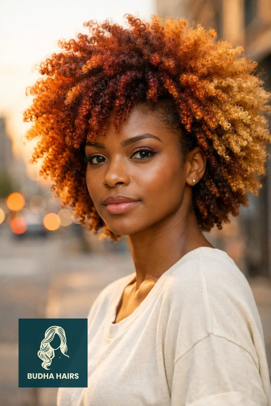 30 Afro Hairstyles for Women for Effortless Chic Vibes 26 Sunset Color-Melt Afro