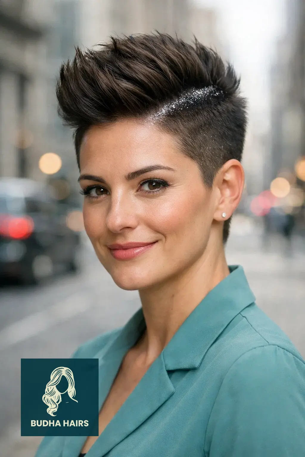 40 Best Formal Hairstyles for Short Hair: Elegant & Chic 17 Tapered Frohawk with Glitter Parts