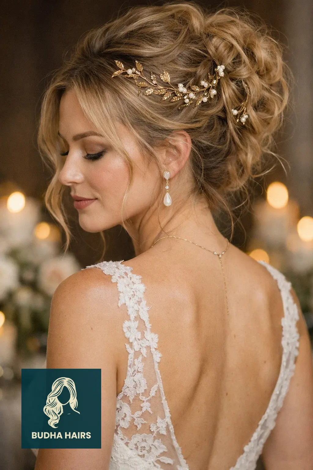 39 Best Hairstyles for Thin Hair for Wedding for a Full Look 7 Textured Messy Updo with "Vines"