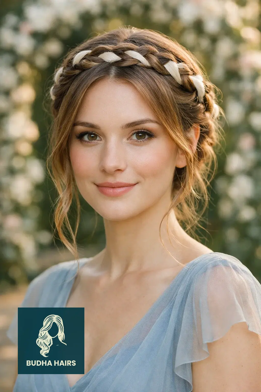 40 Timeless Wedding Guest Hairstyles That Never Go Out of Style 21 The Delicate Ribbon-Woven Crown Braid
