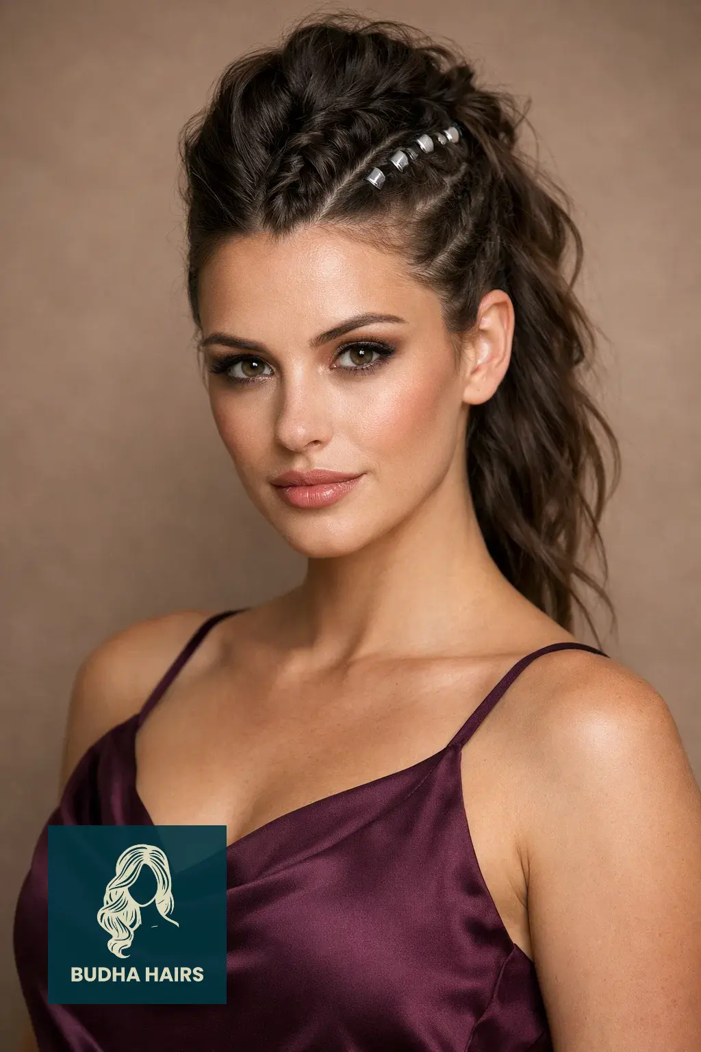 30 Bridesmaid Hairstyles That Blend Elegance with Modern Style 20 The Edgy Braided Mohawk with Metallic Cuffs