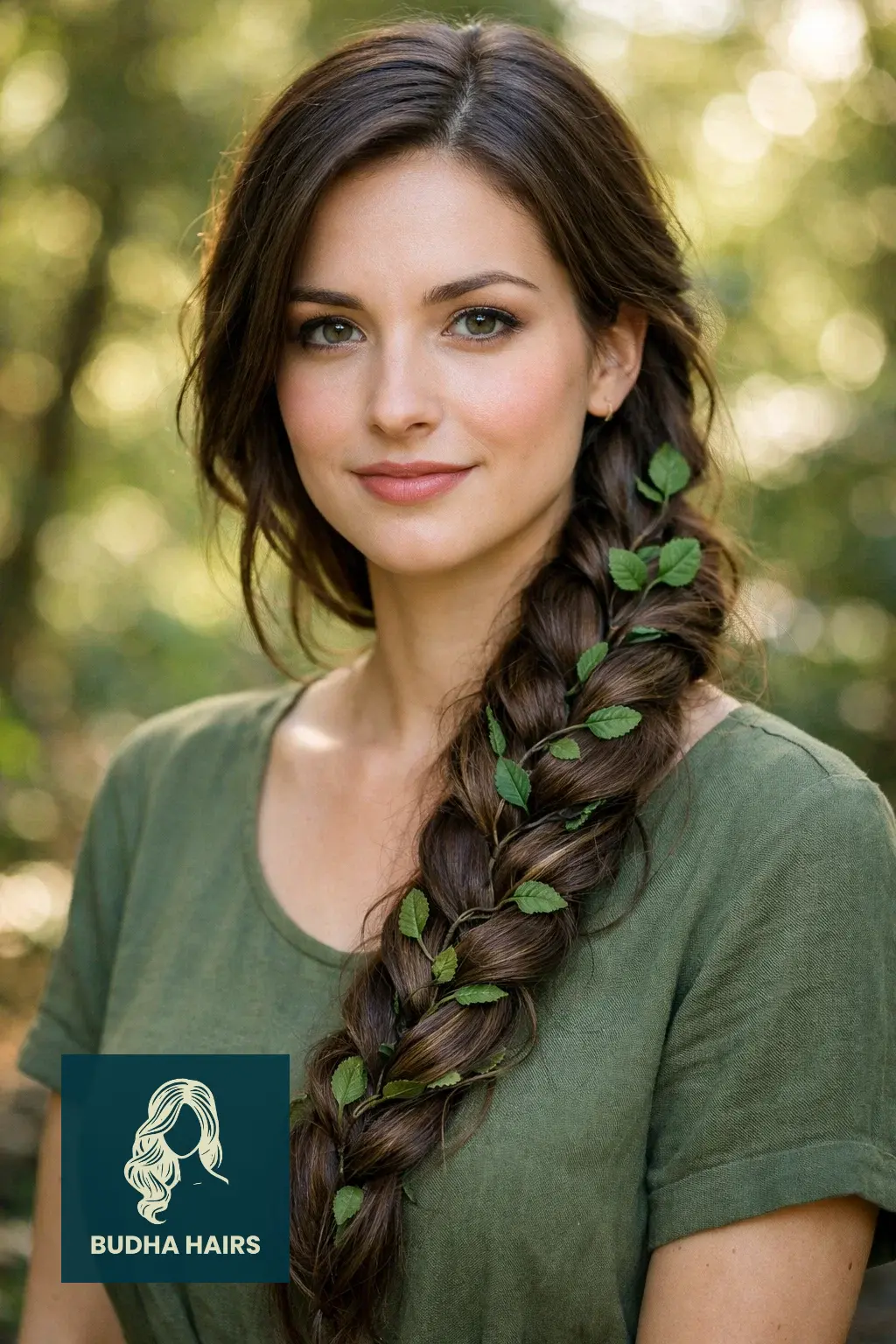 30 Most Enchanting Whimsical Hairstyles for a Magical Look 11 The Enchanted Vine Braid with Leaf Accents